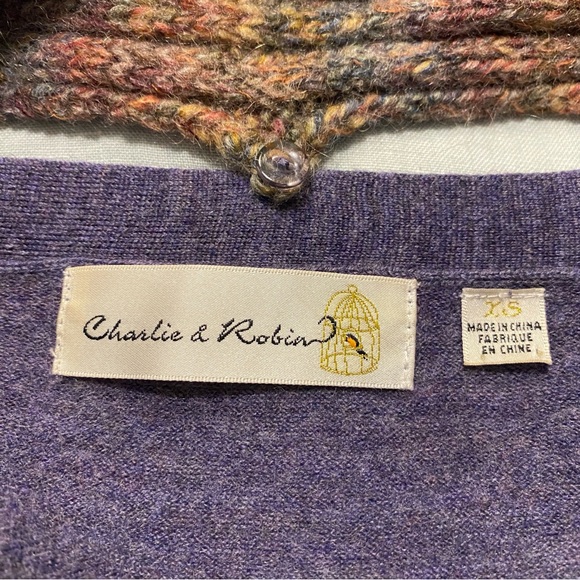 FLAWED Charlie & Robin Anthropologie purple scarf-wrapped wool sweater - Picture 7 of 15